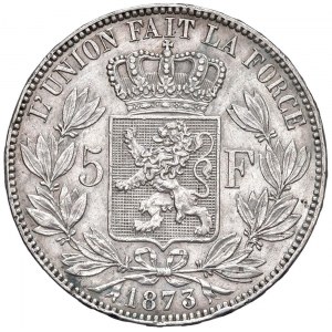 Foreign coins - BELGIUM Leopold II (1865-1909) 5 Francs 1873...