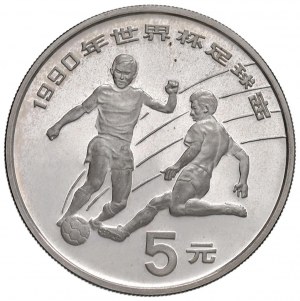 Foreign coins - CHINA 5 Yuan 1989 World Football Championship...