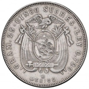 Foreign coins - EQUADOR 5 Sucres 1944 - KM 79 AG (g 24.90) Co...