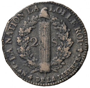 Foreign coins - FRANCE Louis XVI (1774-1792) 2 Sols 1792 A -...