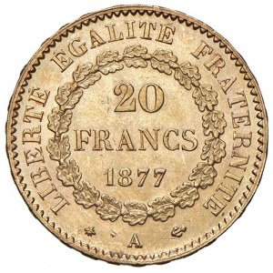 Foreign coins - FRANCIA 20 Franchi 1877 A - KM 825 AU (g 6,46...