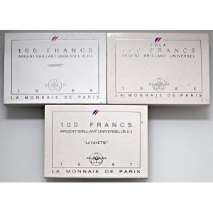 Foreign coins - FRANCIA Lotto di 3 confezioni : 100 francs 19...