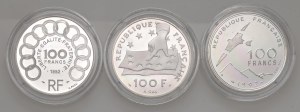 Foreign coins - FRANCE Lot of 3 packs: 100 francs 199...