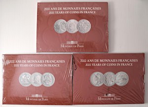 Foreign coins - FRANCE Lot of 5 packs: Set of 3 mon...