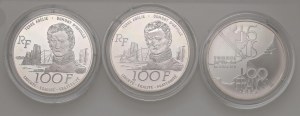 Foreign coins - FRANCE Lot of 3 packs: 100 francs 19...