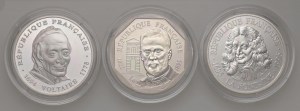 Foreign coins - FRANCE Lot of 3 packs: 100 francs 19...