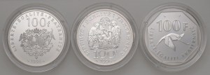 Foreign coins - FRANCE Lot of 3 packs: 100 francs 19...