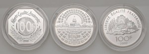 Foreign coins - FRANCE Lot of 3 packs: 100 francs 19...
