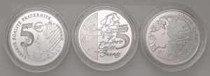 Foreign coins - FRANCE Lot of 3 packs: 5 euro 2002 