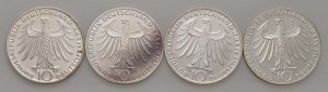 Foreign coins - GERMANY 10 Marks 1972 D, F, G and J - KM 132 ...
