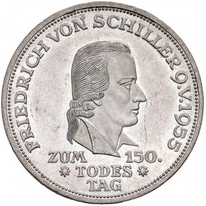 Foreign coins - GERMANIA 5 Marchi 1955 F Friedrich von Schill...