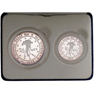 Foreign coins - GRECIA 25 e 10 Ecu 1992 - AG (g 28,00 + 10,00...