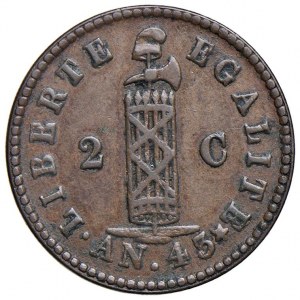 Foreign coins - Haiti - 2 Centimes 1846 AN 43 - KM# 26 CU (g ...
