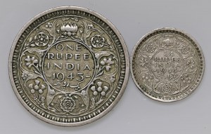 Foreign coins - INDIA George VI (1936-1952) Lot of two mon...