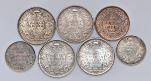 Foreign coins - INDIA - Lot of 7 coins : 1/12 Anna 1888 C;...