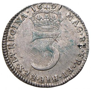 Foreign coins - INGHILTERRA William e Mary (1689-1694) 3 penc...