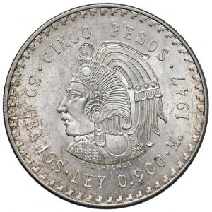 Foreign coins - MESSICO 5 Pesos 1947 - KM 465 AG (g 30,08)...