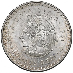 Foreign coins - MEXICO 5 Pesos 1947 - KM 465 AG (g 30.08)...