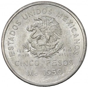 Foreign coins - MESSICO 5 Pesos 1950 - KM 466 AG (g 27,86) Se...