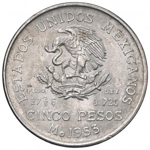 Foreign coins - MESSICO 5 Pesos 1953 - KM 468 AG (g 27,75)...