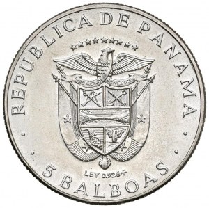 Foreign coins - PANAMA 5 Balboas 1970 - KM 28 AG (g 35.94)...
