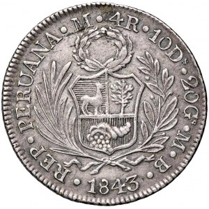 Foreign coins - PERU 4 Reales 1843 Lima M B - KM 151.3 AG (g ...