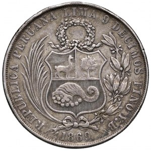 Foreign coins - PERU Sol 1869 - KM 196 AG (g 24,77) Colpi al ...