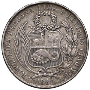 Foreign coins - PERU Sol 1869 - KM 196 AG (g 24.77) Strikes at ...