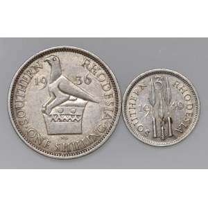 Foreign coins - RHODESIA Shilling 1936 e 3 Pence 1940 - AG Lo...