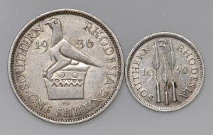 Foreign coins - RHODESIA Shilling 1936 and 3 Pence 1940 - AG Lo...