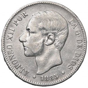 Foreign coins - SPAGNA Alfonso XII (1874-1886) 5 Pesetas 1885...