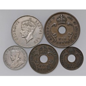 Foreign coins - lots - AFRICA DELL'ESTE Lotto di cinque monete come ...