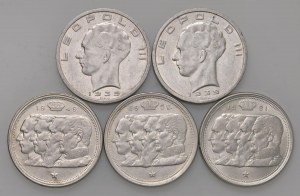 Foreign coins - lots - BELGIUM Lot of five coins in AG as per f...