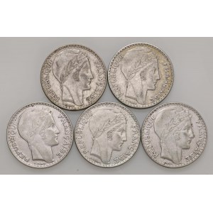 Foreign coins - lots - FRANCIA 20 Franchi, 1929, 1933, 1934, 1937 e ...