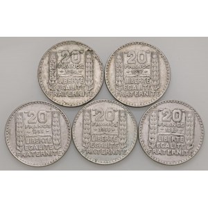 Foreign coins - lots - FRANCIA 20 Franchi, 1929, 1933, 1934, 1937 e ...
