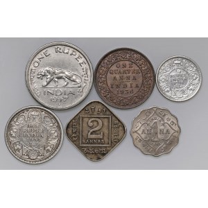 Zahraničné mince - lot - INDIA Lot of six coins as per photo. Príkladné.