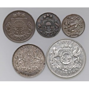 Foreign coins - lots - LETTONIA Lotto di cinque monete come da foto....
