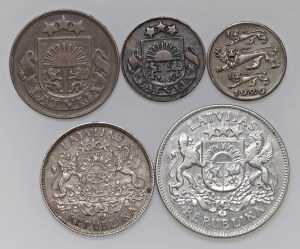Foreign coins - lots - LATVIA Lot of five coins as pictured....