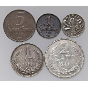 Foreign coins - lots - LETTONIA Lotto di cinque monete come da foto....
