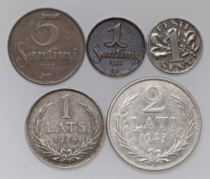 Foreign coins - lots - LATVIA Lot of five coins as pictured....