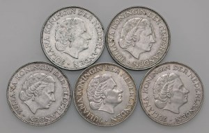 Foreign coins - lots - HOLLAND 2 Gulden and a half 1959, 1960, 1961, 196...