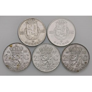 Foreign coins - lots - OLANDA-BELGIO Lotto di cinque monete come da ...