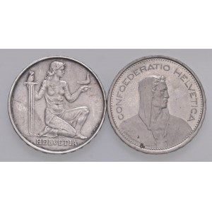 Foreign coins - lots - SVIZZERA Lotto di due monete di 5 franchi com...