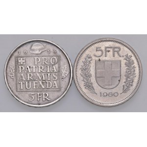 Foreign coins - lots - SVIZZERA Lotto di due monete di 5 franchi com...
