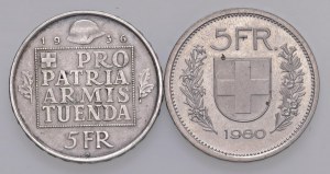 Foreign coins - lots - SWITZERLAND Lot of two 5 franc coins com...