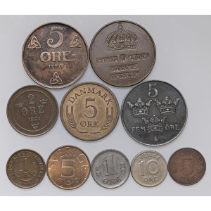 Foreign coins - lots - Lotto di dieci monete scandinave come da foto...
