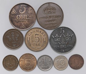 Foreign coins - lots - Lot of ten Scandinavian coins as pictured...