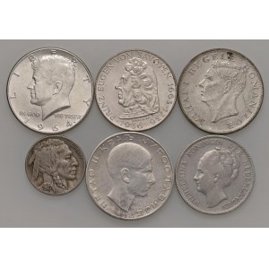 Foreign coins - lots - Lotto di sei monete mondiali, di cui 4 in AG....