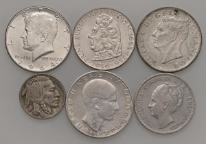 Foreign coins - lots - Lot of six world coins, including 4 in AG....