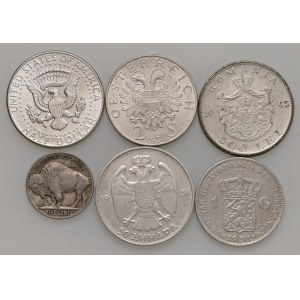 Foreign coins - lots - Lotto di sei monete mondiali, di cui 4 in AG....